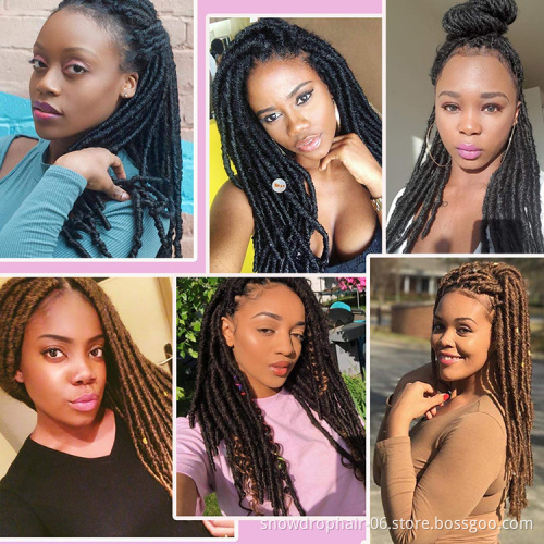 Synthetic Afro Kinky Soft Dread Faux Locs Braids Styles Softex Soft Dread Lock Synthetic Braiding Hair